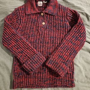 Vintage Knit Sweater Red And Blue Marl